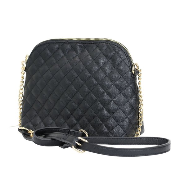 La Terre Handbags - Black Quilted Faux Leather Purse Chain Strap Cross Body Shoulder Bag